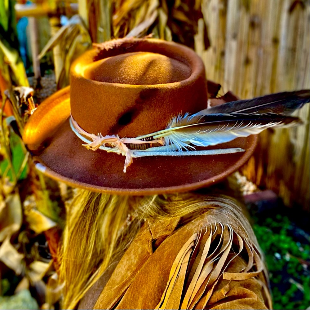 Distressed Wide Brim Wool Hat. One of a Kind.